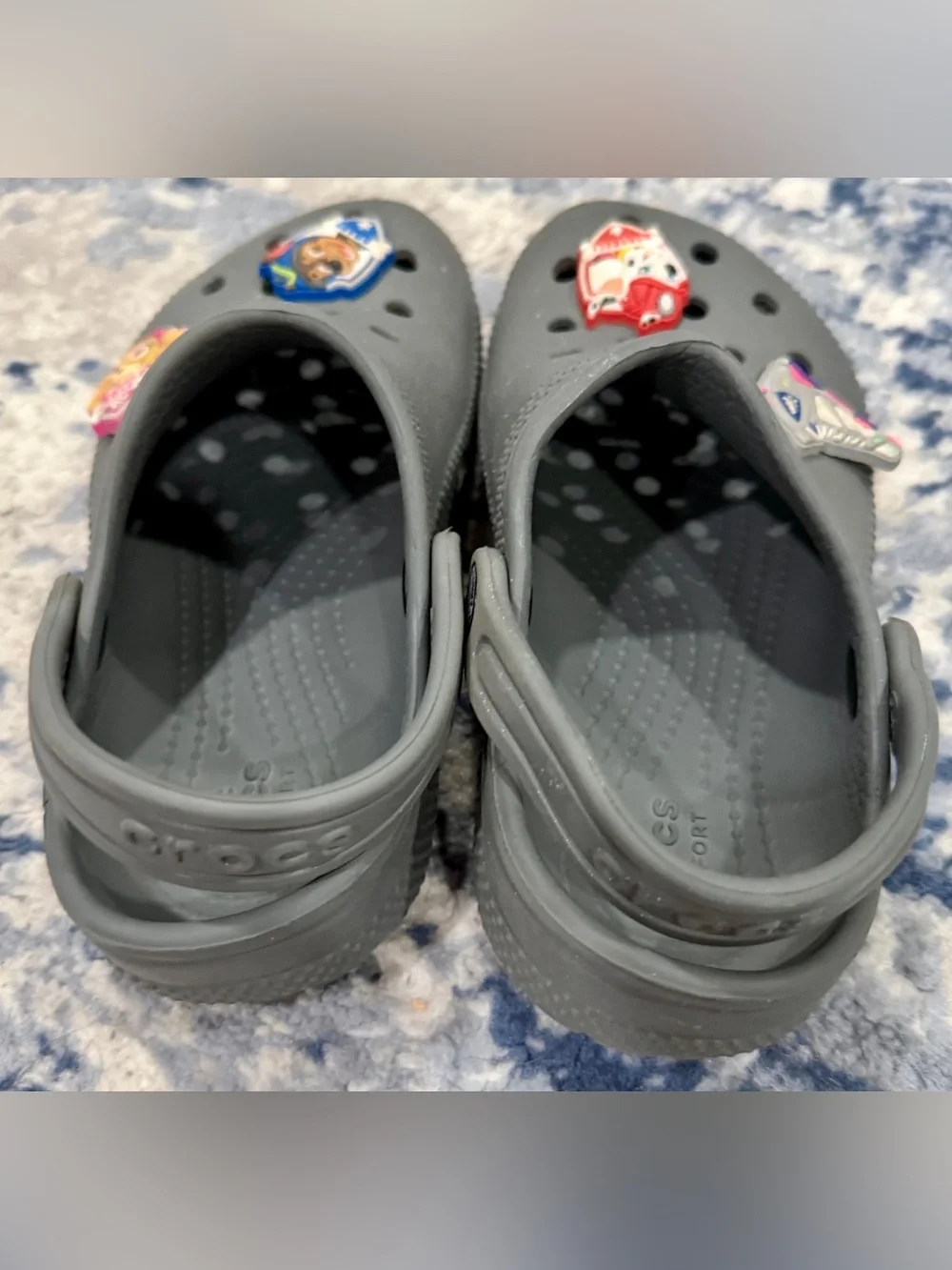 CROCS Kids Gray Clogs with Paw Patrol Jibbitz Charms